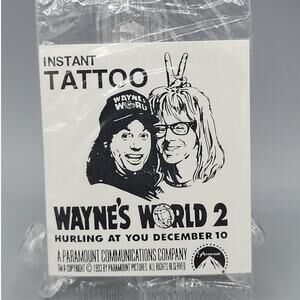 Vintage 1993 Wayne's World 2 Instant Temporary Tattoo Sealed Groovy